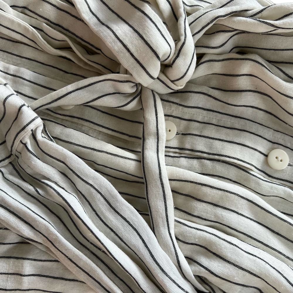 Tibi Striped Button Up Off The Shoulder Dress - image 6